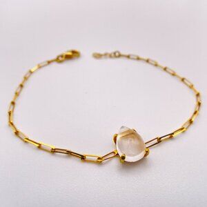 Dainty Crystal Bracelet with Thin Gold Chain, Adjustable Gold Plated Bracelet
